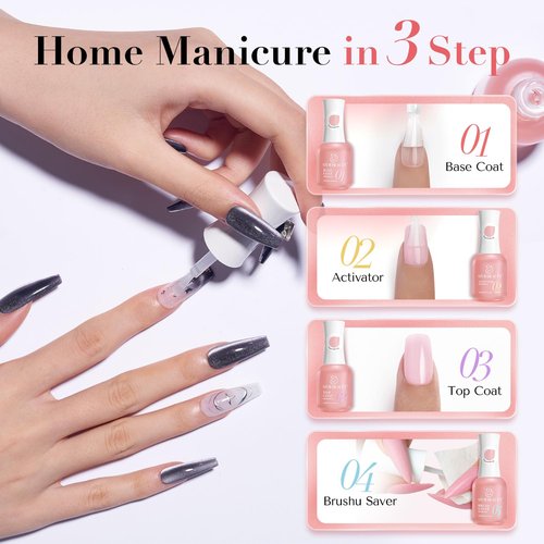 AZUREBEAUTY Dip Powder Liquid Set - Upgraded Care Formula with Base Coat, Activator & Top Coat | 4+4 Pcs, 15ml Each