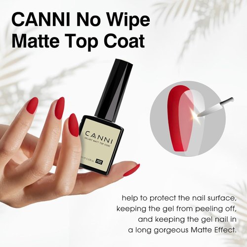 CANNI Matte Top Gel Nail Polish - 9ML Long-Lasting Soak Off UV LED Gel for Stunning DIY Nail Art
