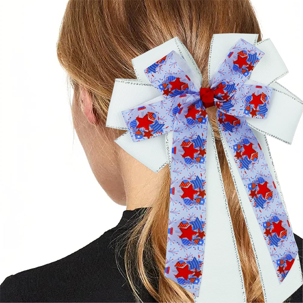 Flag Clips Patriotic Hairwear July 4th Hair Accessories Cheerleader Hairpin Hair Bows for Girls Women (3C)