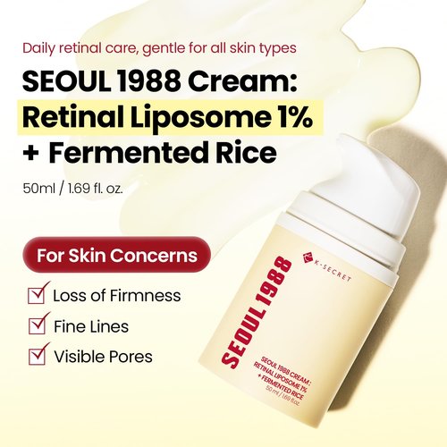 K-SECRET SEOUL 1988 Retinal Cream - Advanced 1% Retinal Liposome & Fermented Rice Extract | Daily Fine Lines & Texture Care | 50ml / 1.69 fl oz