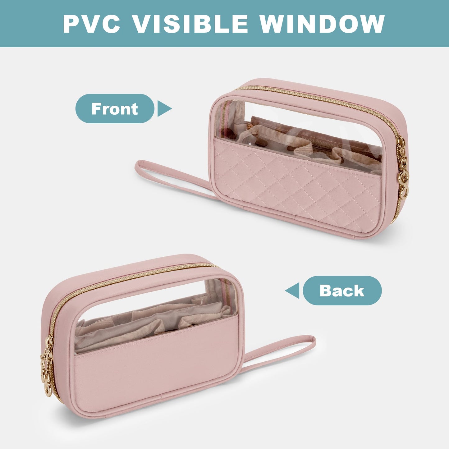 Yarwo Nail Polish Organizer Holds 10 Bottles (15ml/0.5 fl.oz), Small Nail Polish Travel Bag with Visible Window, Multifunctional Nail Art Carrying Case for Manicure Kit, Dusty Rose (Bag Only)