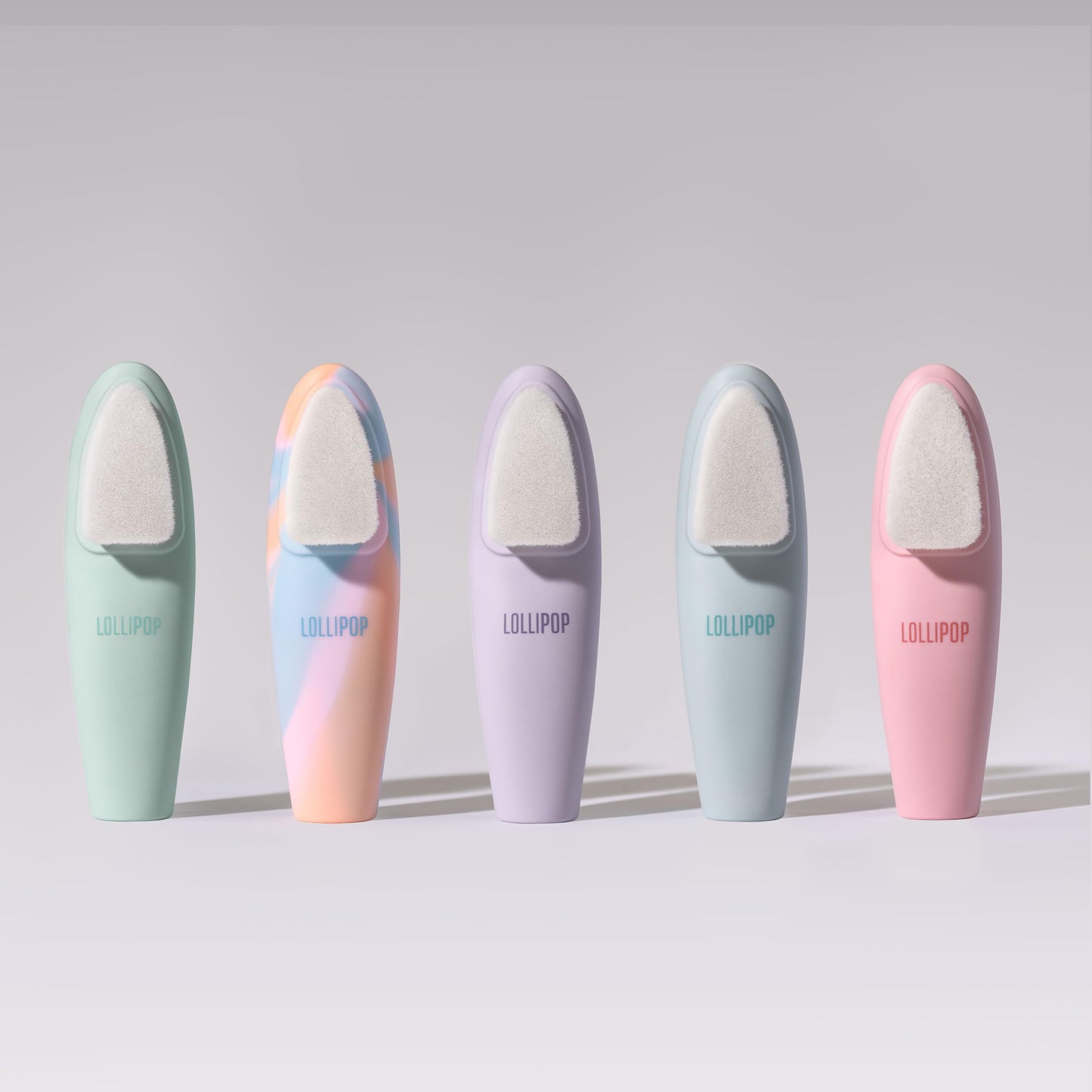 LOLLIPOP Handle Dual-Sided Silicone Face Scrubber, Face Exfoliator, Synthetic Face Brush Cleanser, Facial Cleansing Brush for Massage - Rainbow