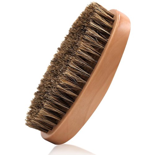 Boar Bristle Beard Brush for Men - Compact Wooden Mustache Brush for Travel | Soft Bristles