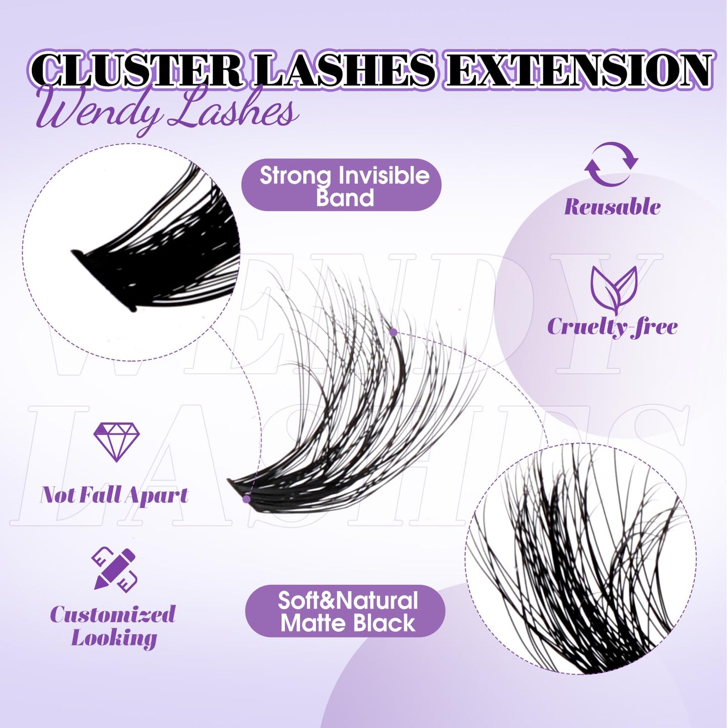 Lash Clusters With Bottom Lashes 100/200D 3D Curl 12-18mm Multi-types Individual Clusters Eyelash Extensions, Spike, Wispy Lash clusters(100/200D-3D)