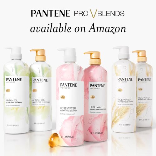 Pantene Sulfate Free Argan Oil Shampoo for Dry Damaged hair, Safe for Color Treated Hair, Smoothing and Moisturizing, Nutrient Infused with Vitamin B5, Anti Frizz, Pro-V Blends, 30.0 oz