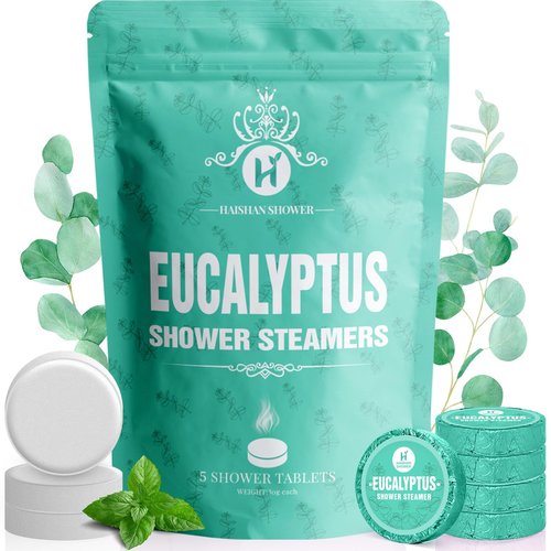 Shower Steamers Aromatherapy, Easter Basket Stuffers for Adults, Organic Eucalyptus & Mint Essential Oil, 5-Pack Shower Bombs Birthday Gifts for Women & Men, Gifts for Wife Coworkers Girlfriend