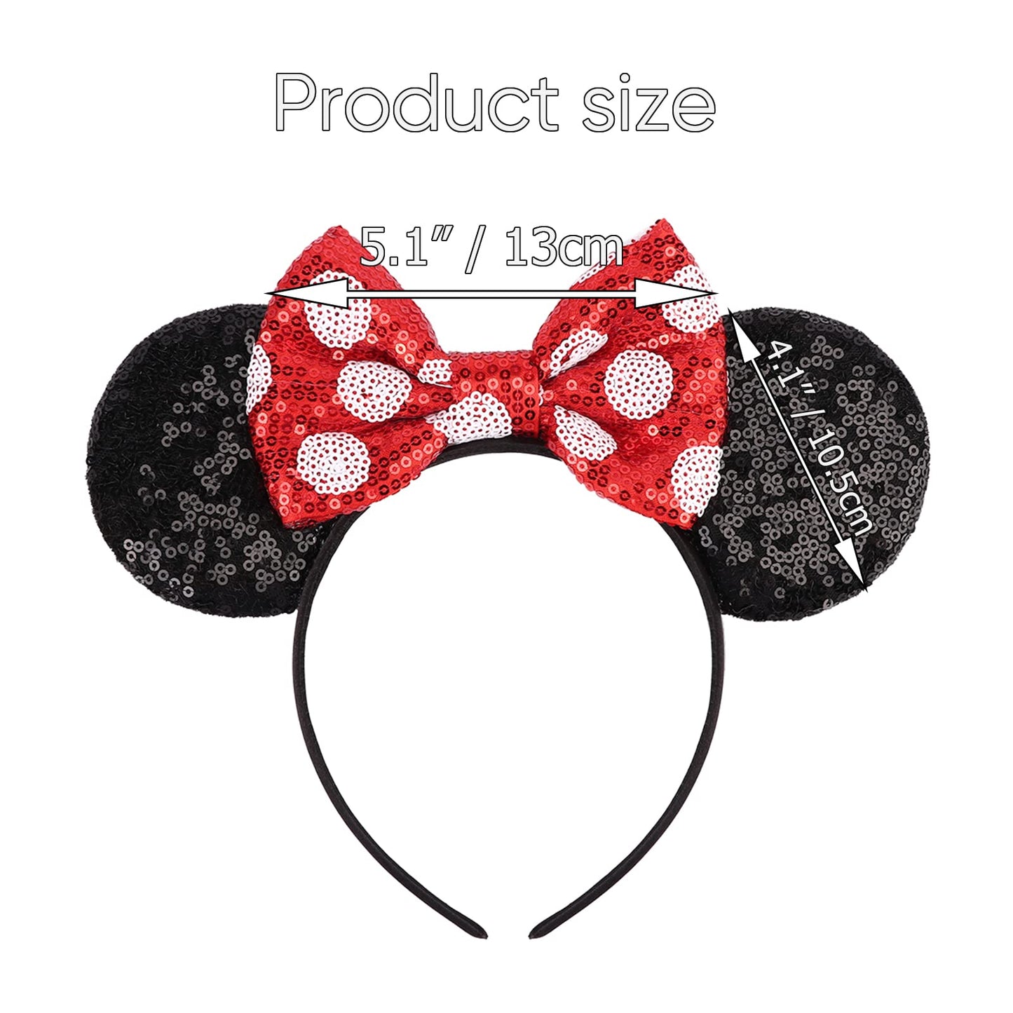 AQOKKA 1 Pcs Mouse Ears Headbands with Bow for Birthday Party, Hair Hoop Party Decoration Cosplay Costume Hair Accessories for Women & Girls