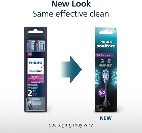 Philips Sonicare G3 Electric Toothbrush Heads - Plaque Control & Gum Care, 2-Pack, Black, HX9052/95