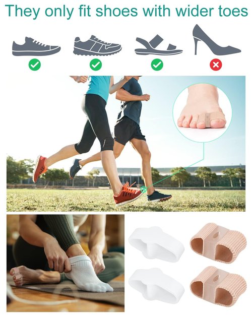 BLATOWN 4Pcs Toe Separators Bunion Corrector for Women Men, Gel Big Toe Spacers with 2 Loops for Feet, Hammer Toe Straightener, Elasticity and Soft (2Nylon+2Gel)