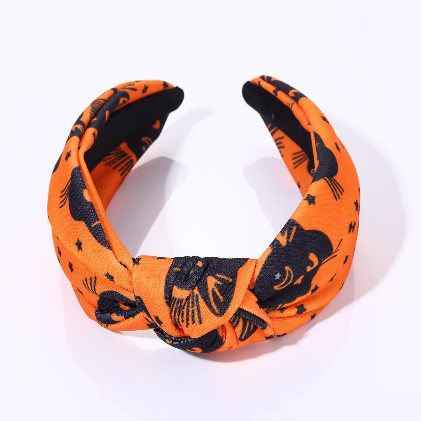 ZITULRY Halloween Knotted Headbands for Women Candy Corn Cat Blood Splatter Printed Wide Top Knot Hairband Hair Accessories Halloween Party Decoration (Cat Knot Headband237)