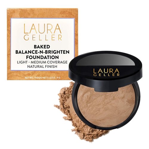 Laura Geller New York Baked Balance-n-Brighten Color Correcting Powder Foundation - Golden Medium - Buildable Demi-Matte Coverage
