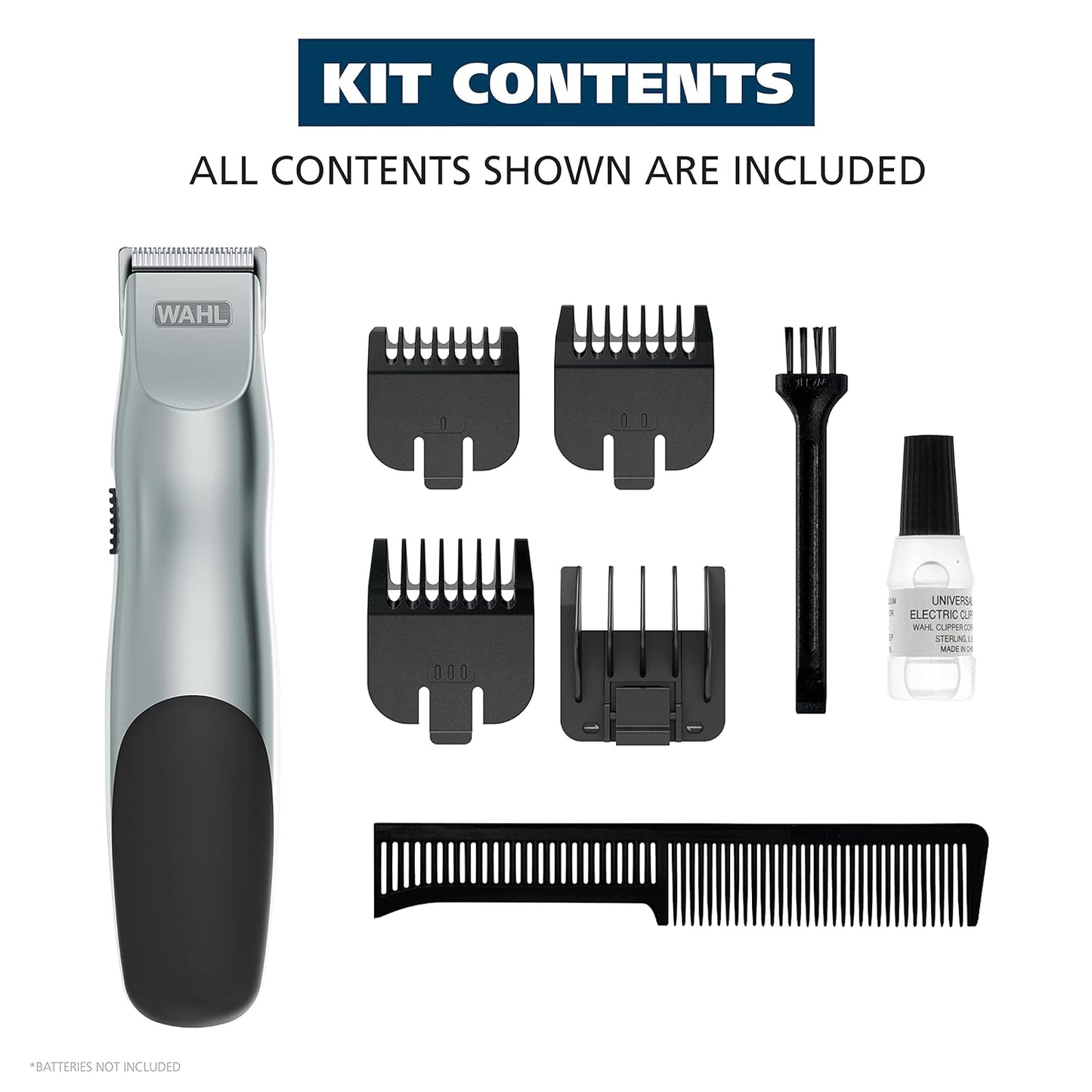 Wahl Groomsman Facial Hair Trimmer - Battery Operated Beard & Mustache Grooming Tool | Model 9906-717V
