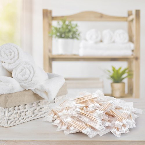 200 Pack Cotton Swabs, Individually Wrapped Cotton Swab, Individually Wrapped Double Tipped Wooden Sticks for Ear, Make-up(4pcs per Bag, 200 Bags, Double Round End)