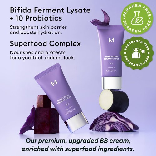 MISSHA M Perfect Cover Serum BB Cream - Natural Beige No. 23 | Lightweight Tinted Moisturizer, 1.18 Fl Oz