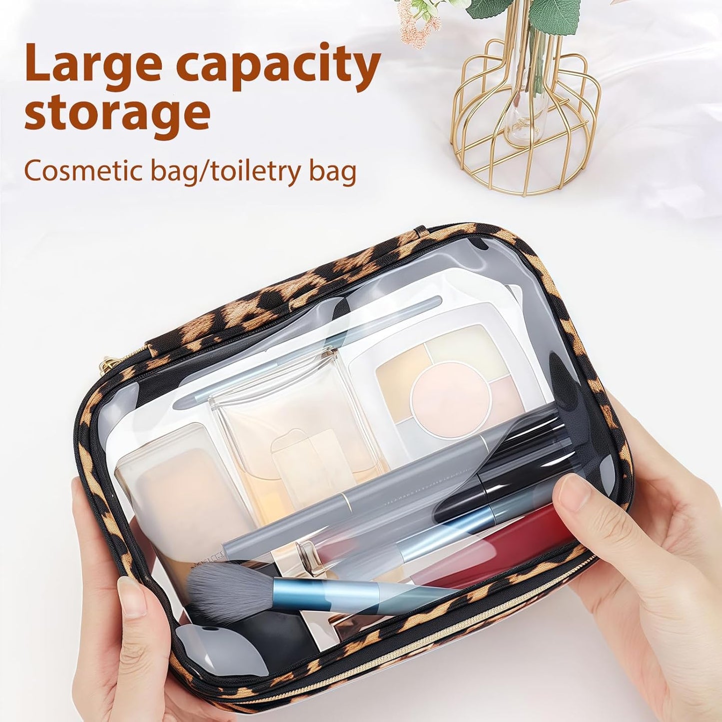 Skiennix Clear Makeup Bags - TSA Approved Travel Toiletry Set | Waterproof 3-Pack (Large, Small & Mini)