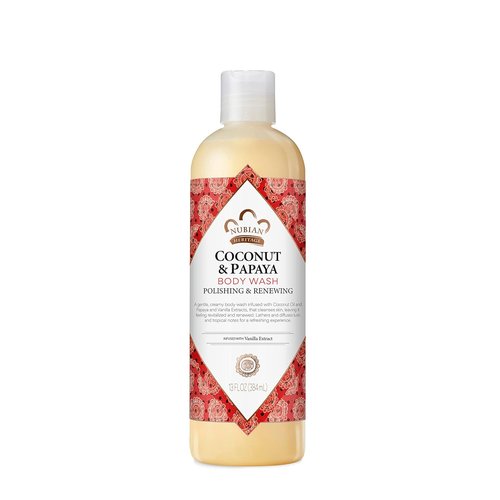 Nubian Heritage Coconut Papaya Body Wash - Hydrating Cleanser for Dry Skin | 13 oz