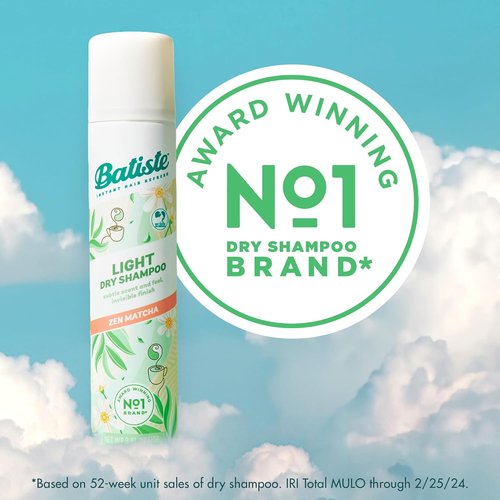 Batiste Light Dry Shampoo - Zen Matcha Scent | Invisible Finish, Refreshes Hair & Absorbs Oil, 3.81 Oz