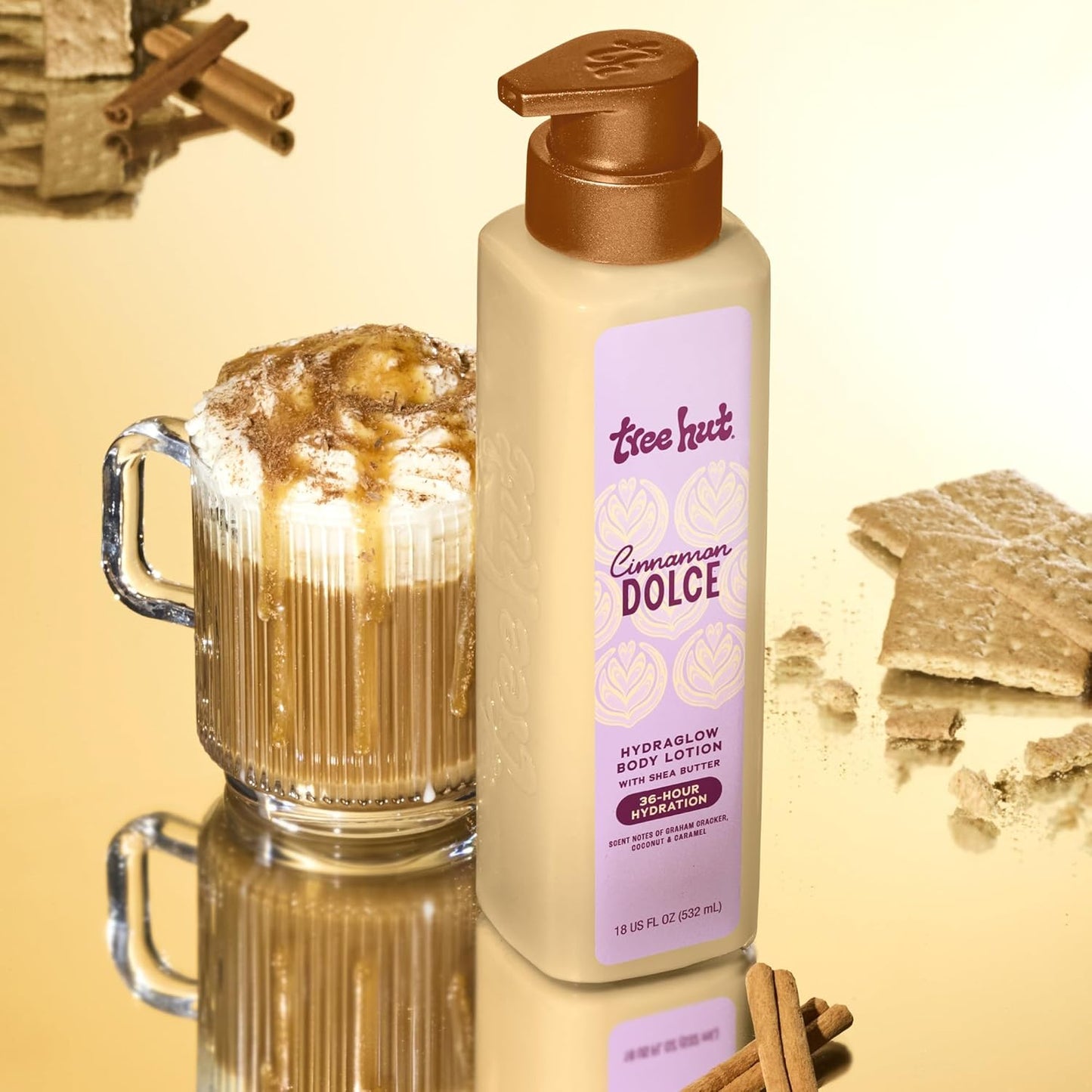 Tree Hut Hydraglow Body Lotion - Cinnamon Dolce | Hydrating Daily Moisturizer for Soft, Glowing Skin - 18 fl oz