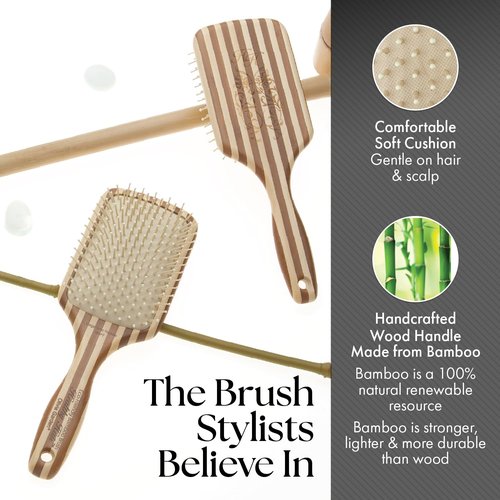 Olivia Garden Bamboo Ionic Paddle Hair Brush - Eco-Friendly Design for Healthy Hair