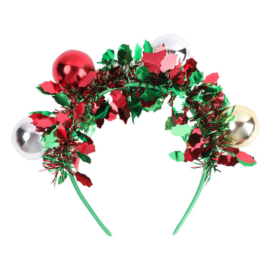 TOKUFAGU Christmas Reindeer Antlers Headband Headwear Girls Headbands Sequins Party Head Band Women Hair Accessory (Green ball)