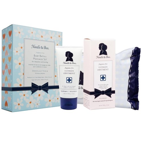 Noodle & Boo Fragrance Free Baby Skincare 4-Piece Bundle – Ultimate Baby Ointment, 2-in-1 Newborn Shampoo & Body Wash, Super Soft Baby Lotion & Cleansing Cloths for Sensitive Skin