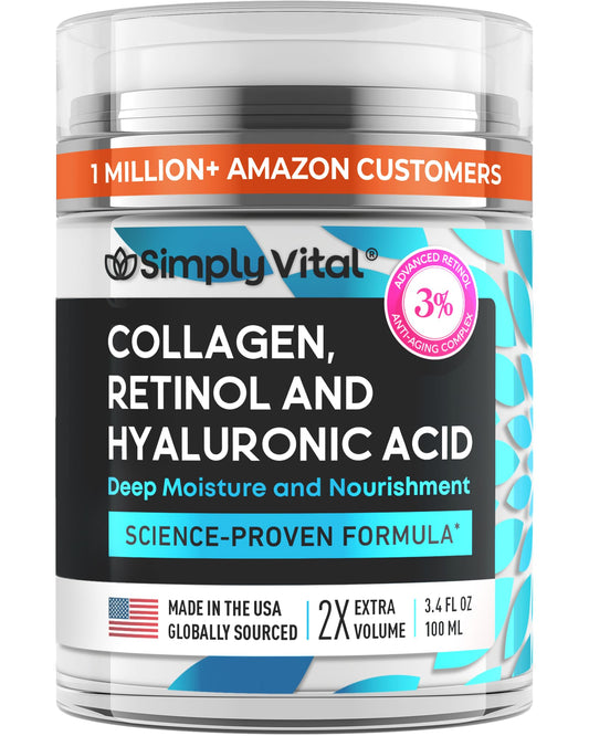 Anti-Aging Face Moisturizer with Retinol, Collagen & Hyaluronic Acid - Made in USA - Moisturizer Face Cream for Women & Men - Firming & Hydrating Neck Cream - Day & Night Skin Care - 1.7 fl oz