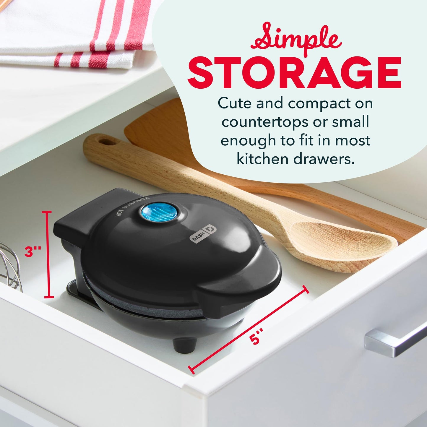 Dash Mini Waffle Maker- Compact Electric Iron for Creative Homemade Treats - Nonstick Surface - Easy-to-Clean - Perfect for Kids & Families - Aqua