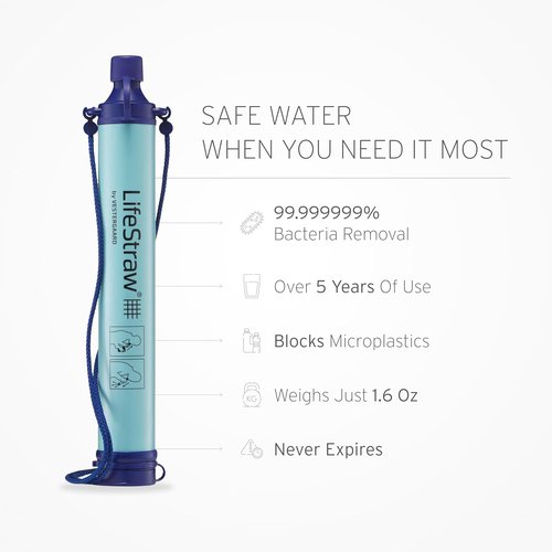 LifeStraw Personal Water Filter - Essential for Hiking, Camping, Travel & Emergency Use