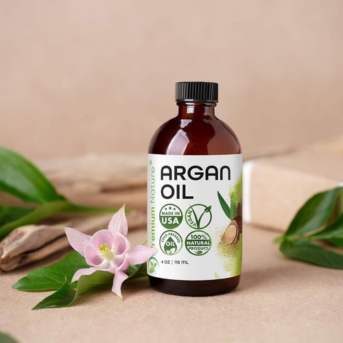 Premium Nature Argan Oil - 100% Pure Cold Pressed Hair Serum for Growth & Moisturizing | 4 oz