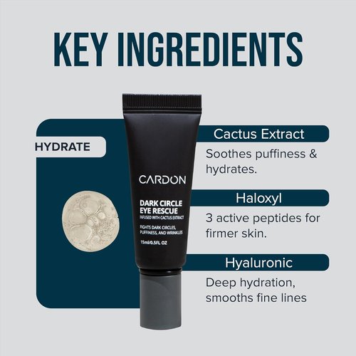 Cardon | Dark Circle Rescue Eye Roller | Under Eye Massager for Puffiness, Bags & Wrinkles | Infused with Peptides & Niacinamide