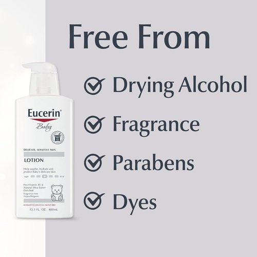 Eucerin Baby Body Lotion - Hypoallergenic & Fragrance-Free with Pro-Vitamin B5 & Shea Butter | 13.5 Fl Oz