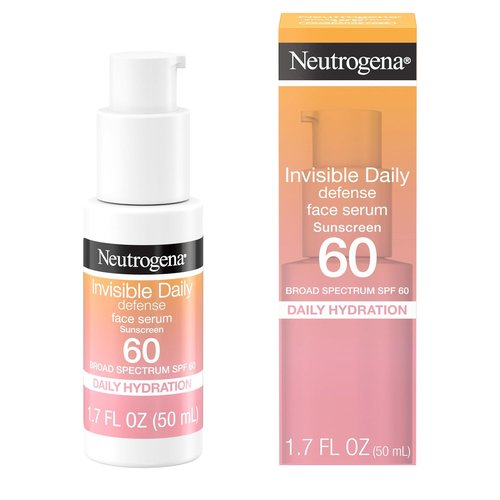 Neutrogena Invisible Daily Defense SPF 60 - Hydrating Face Sunscreen Serum | Oil-Free, 1.7 Fl Oz