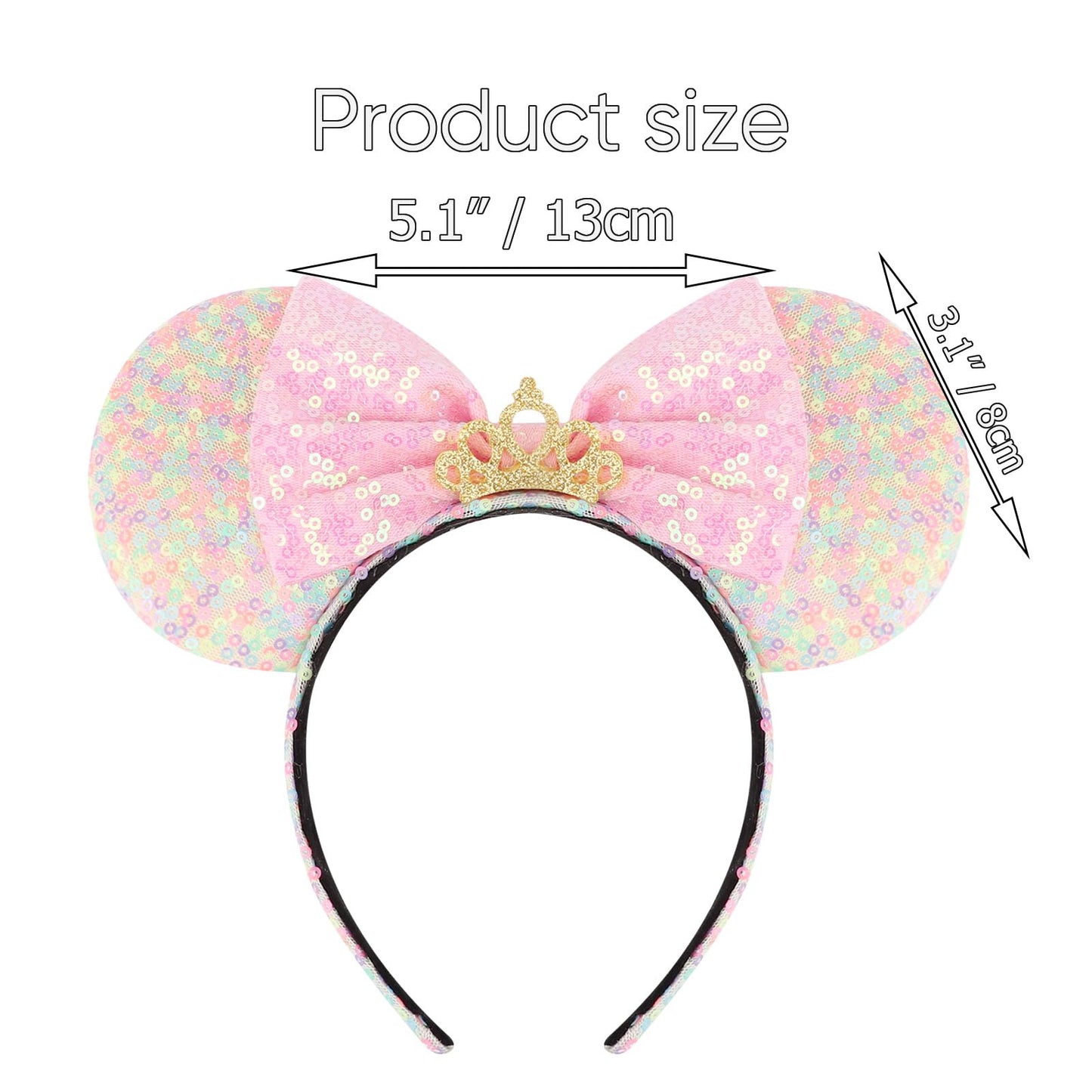 AQOKKA 1 Pcs Mouse Ears Headbands with Bow for Birthday Party, Hair Hoop Party Decoration Cosplay Costume Hair Accessories for Women & Girls