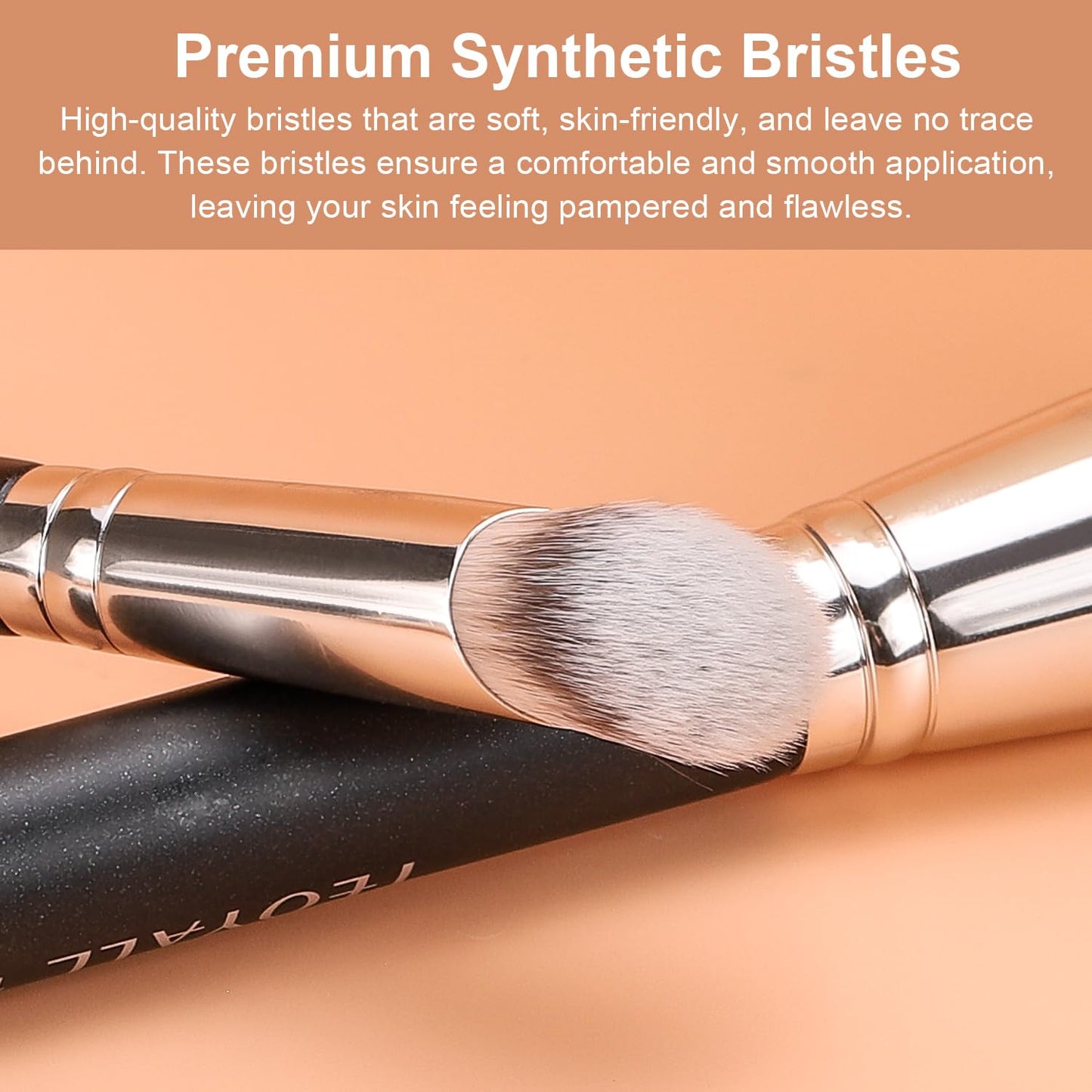 TEOYALL Under Eye Concealer Brush - Angled Synthetic Kabuki Brush for Blending & Buffing (270S)