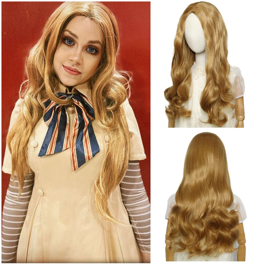 HUNIGIR Kids Blonde Wig M3gan Wig Girls Long Wavy Wig Honey Blonde Cosplay Princess Wig Women Heat Resistant Synthetic Halloween Costume Wig with Wig Cap (Honey Blonde)