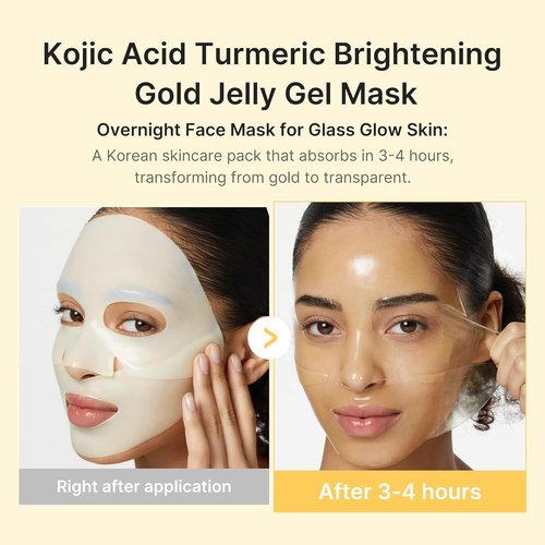 Medicube Jelly Gel Mask - Brightening Kojic Acid & Turmeric | Overnight Hydrating Face Mask | 28g x 4ea