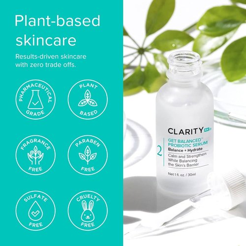 ClarityRx Probiotic Hydrating Face Serum - Natural Skin-Balancing Treatment with Hyaluronic Acid for Normal & Aging Skin
