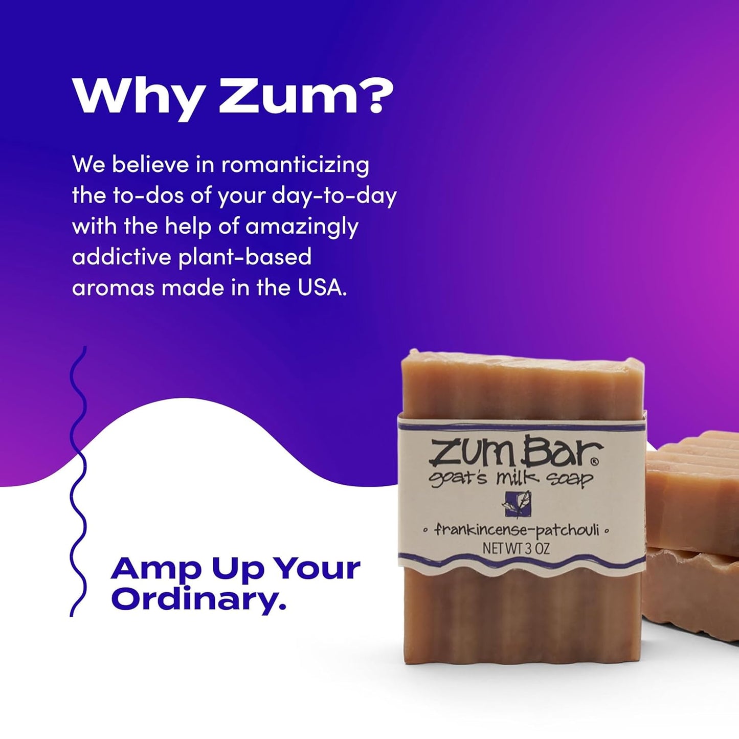 Zum Indigo Wild Goat's Milk Soap Bar - Nourishing Essential Oil Soap for Hands & Body - 3 oz - Frankincense (3 Pack)