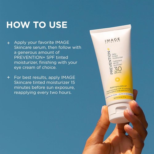 IMAGE Skincare Daily Tinted Moisturizer SPF 30 - No White Cast, 3.2oz | Hydrating Sun Protection