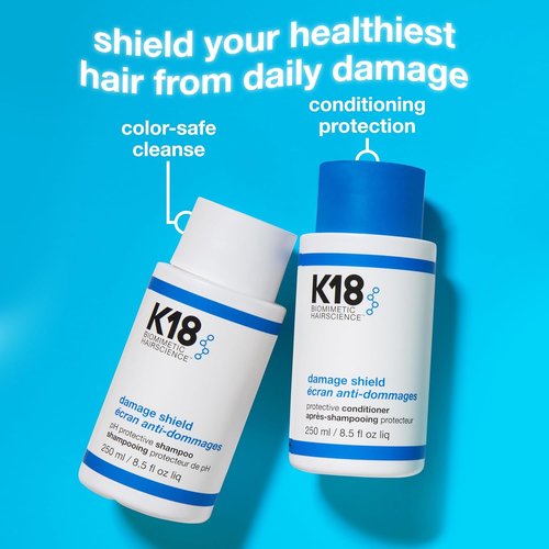 K18 Damage Shield Wash Care Set - Full-Size Color-Safe Shampoo & Conditioner | Reduces Frizz, Maintains Hair Health