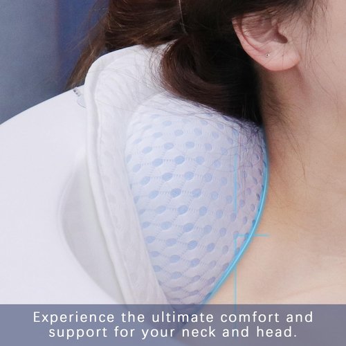 Bathtub Bath Pillows for Tub - Bath Tub Pillow Headrest with Ergonomic TPE, Bathtub Pillow for Neck & Back Support with Strong Suction Cups & Hook