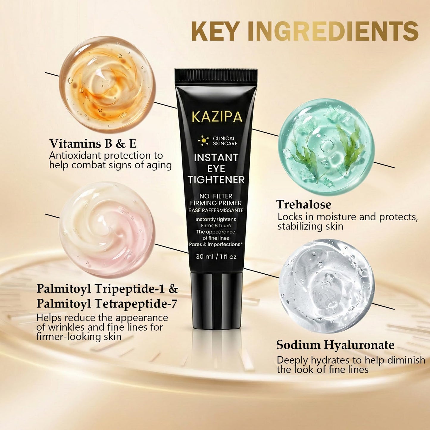 Skiennix Instant Eye Tightener Cream - Firming & Lifting Treatment for Dark Circles & Puffiness | 1 Fl Oz