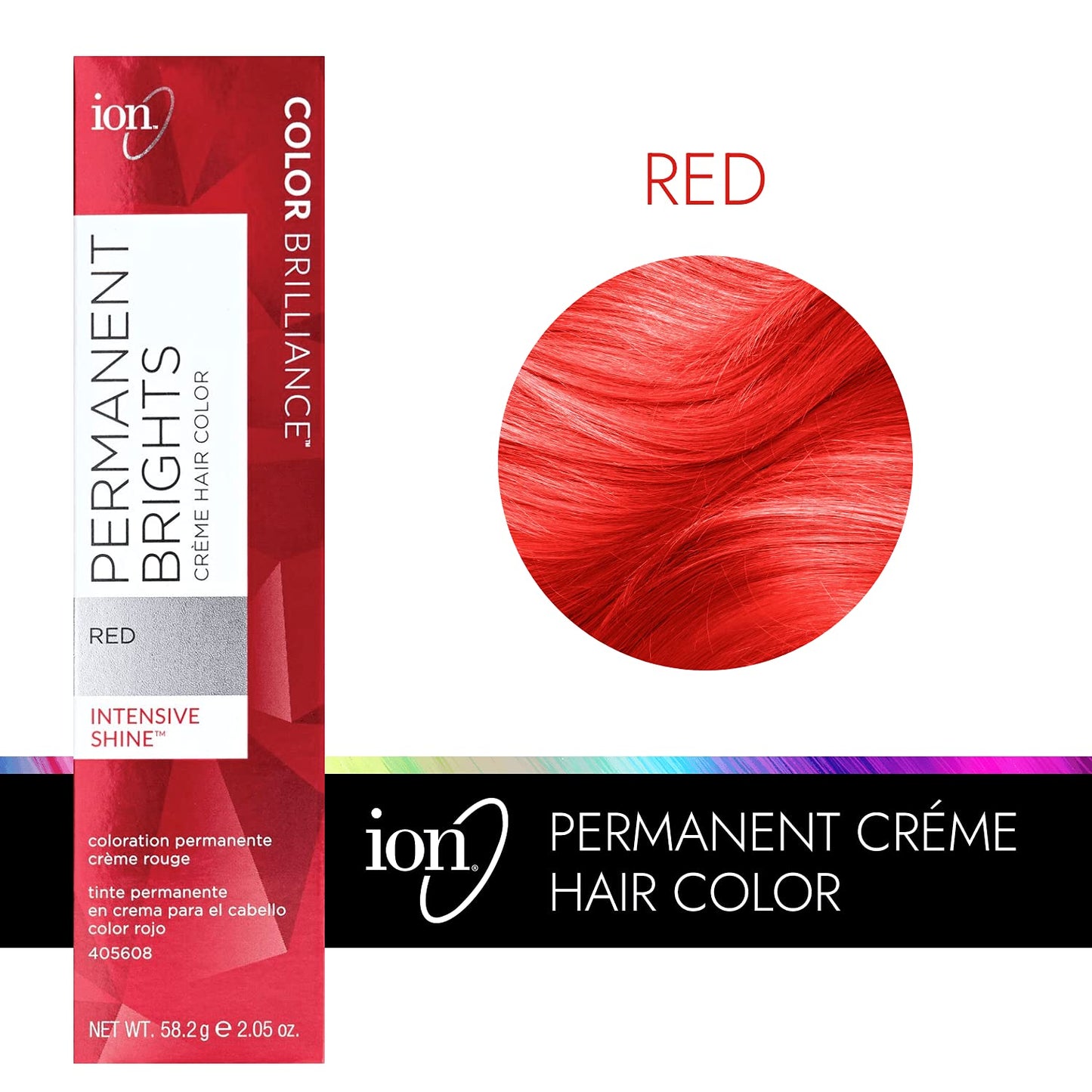 Ion Permanent Brights Hair Color - Vegan & Cruelty-Free Red | 100% Gray Coverage, 2.05 oz