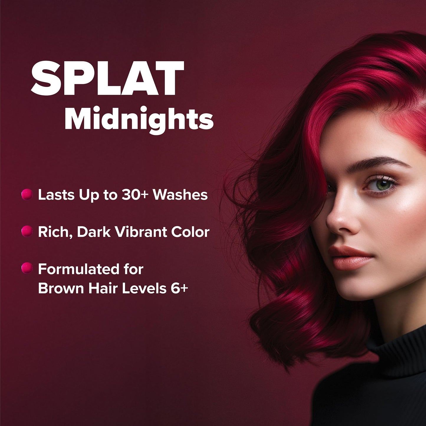 Splat Vegan and Cruelty-Free Semi-Permanent Hair Color Dye (6 Fl Oz, MIDNIGHT RUBY)