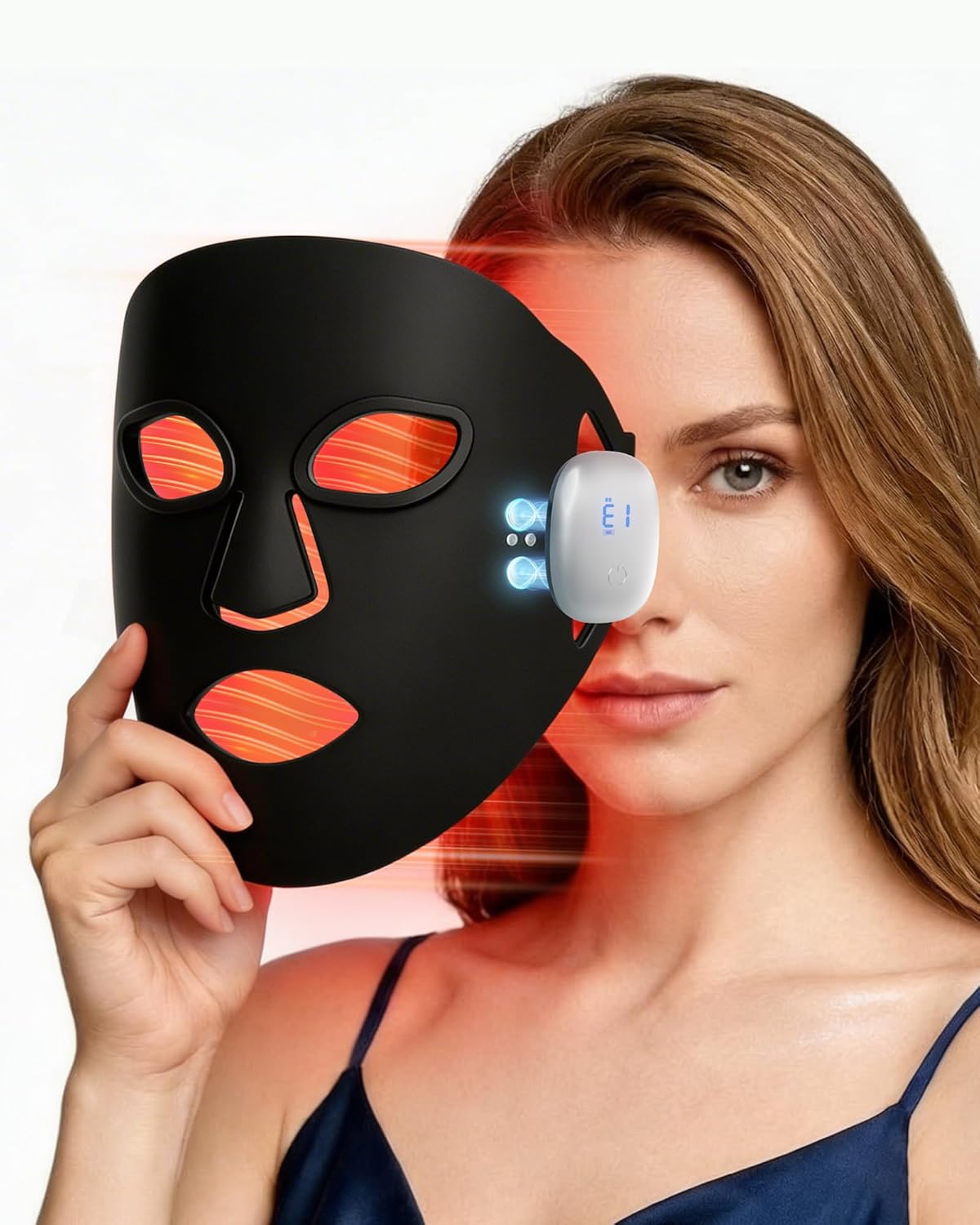 Skiennix Red Light Mask - Rechargeable Infrared Facial Treatment with 3 Custom Modes for Home Use