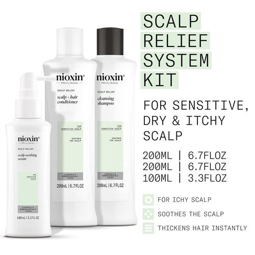 Nioxin Scalp Relief System Kit - Soothing Solution for Sensitive, Itchy Scalp | Aloe Vera & Vitamin E | Trial Size