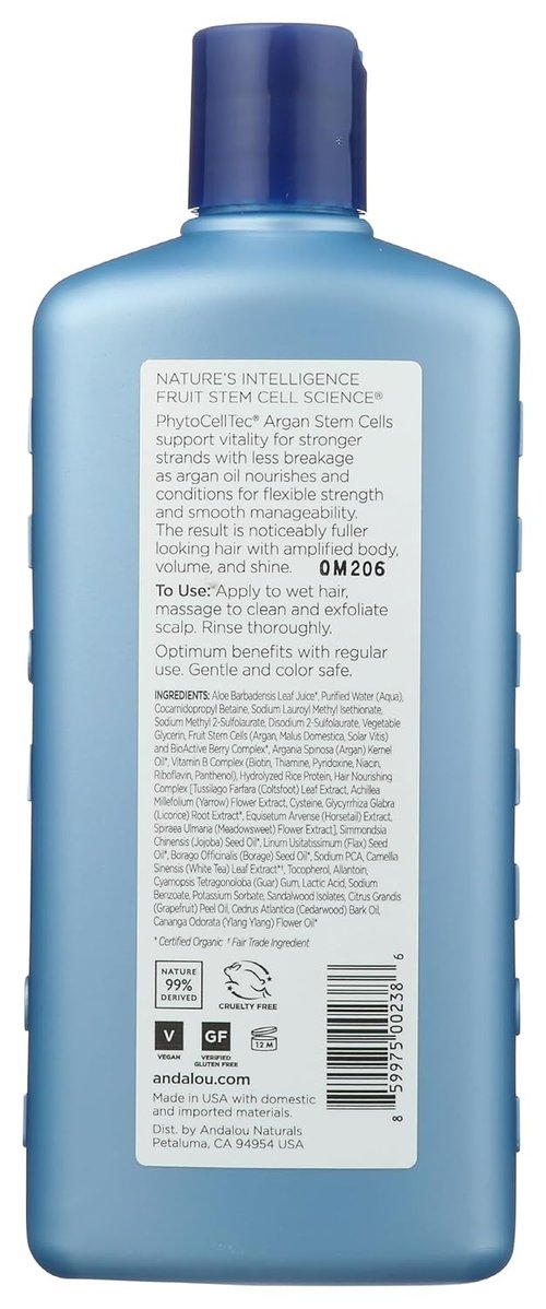 Andalou Naturals Argan Stem Cell Shampoo - Age-Defying Formula for Thinning Hair | 11.5 Ounce