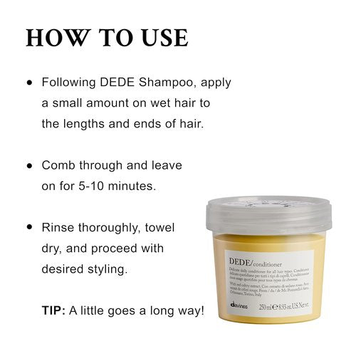 Davines DEDE Conditioner - Lightweight Daily Moisturizer for Normal & Fine Hair | 8.45 oz