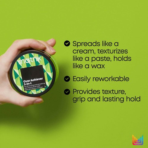 Matrix Styling Over Achiever 3-in-1 Wax - Long Lasting Texture & Grip, Reworkable Hold, 1.7 Oz