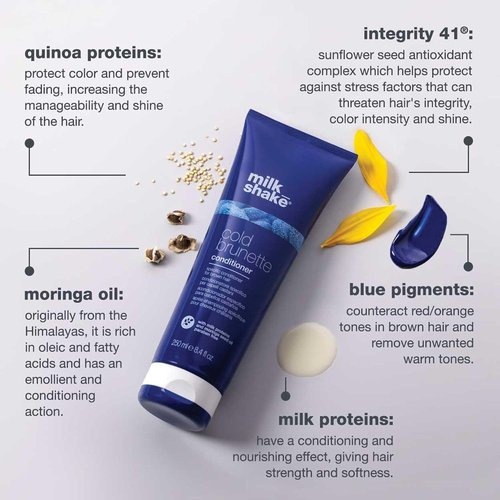 Milk_Shake Cold Brunette Conditioner - Toning Formula with Blue Pigment for Brown Hair | Nourishes & Protects Color